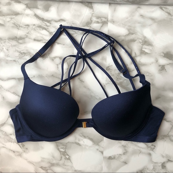 La Senza Beyond Sexy Blue Navy Racerback Push Up Bra - Picture 1 of 7